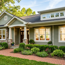 New energy-efficient replacement windows on a craftsman home in Northern Virginia