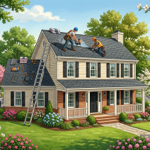 Roof replacement on a colonial home in Northern Virginia