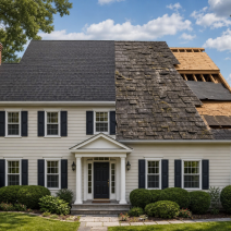 How long does a roof last in Northern Virginia - colonial home showing roof aging