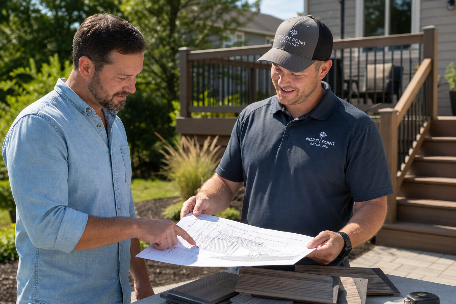 Planning a new deck installation and design with a contractor