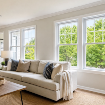 Replacement windows in Ashburn VA in a bright living room