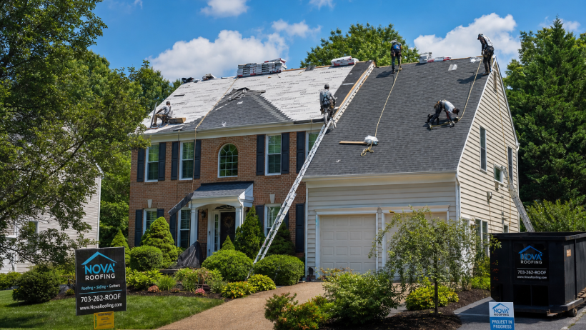 Roof replacement in Fairfax VA on a suburban home