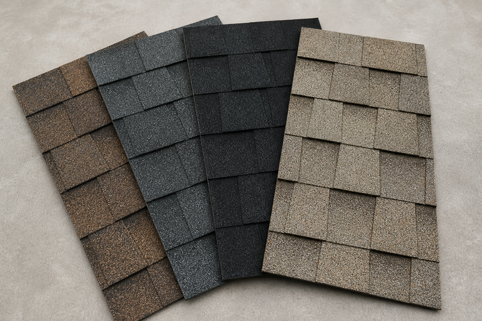 Architectural asphalt shingle color and style options for a roof replacement