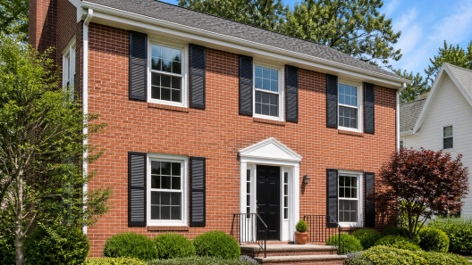 Replacement windows in Arlington VA installed on a classic brick colonial home