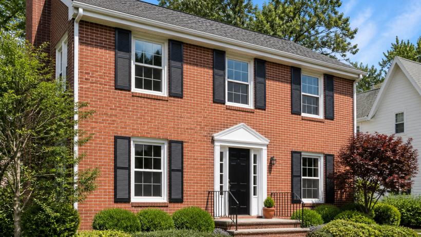 Replacement windows in Arlington VA installed on a classic brick colonial home