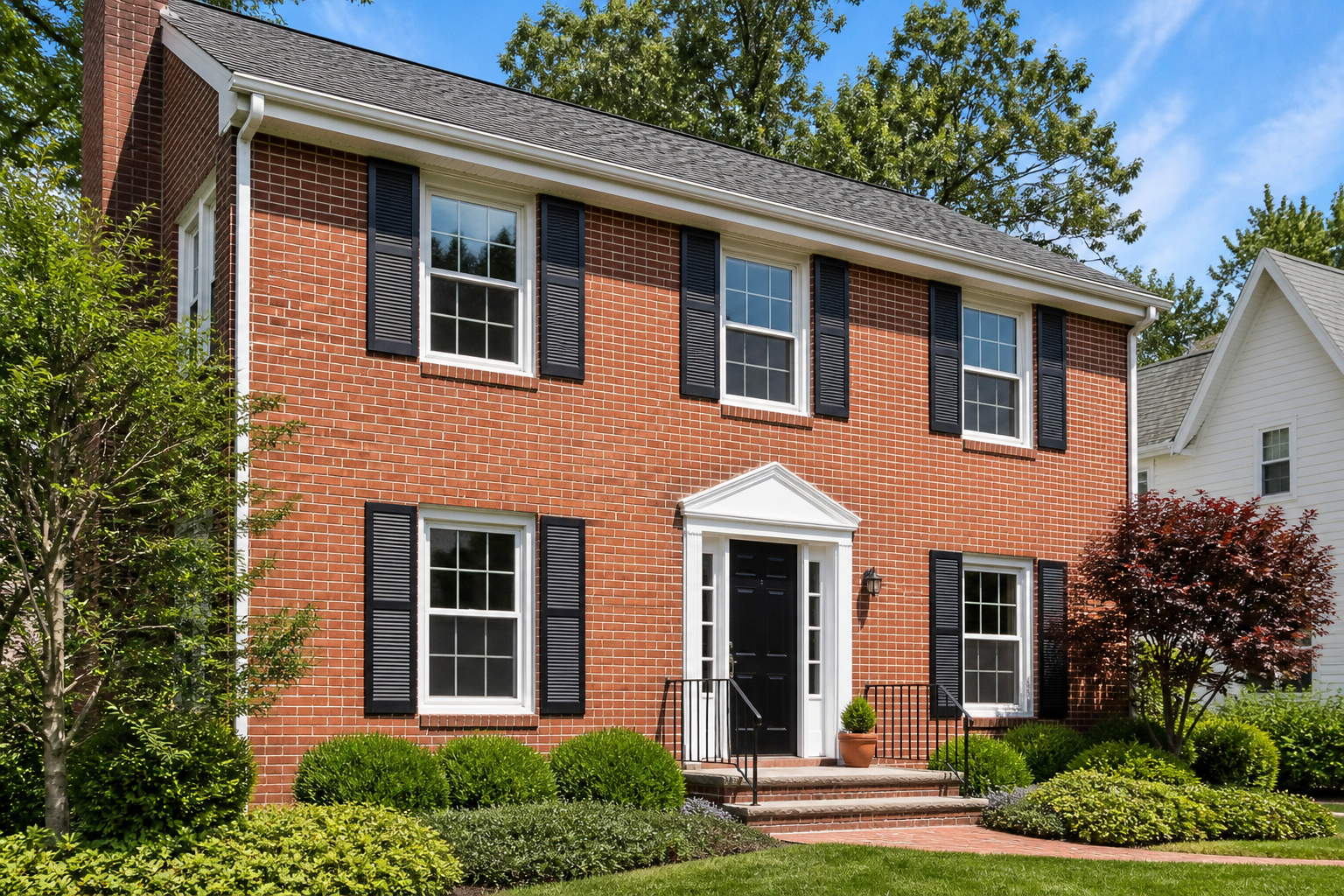 Replacement windows in Arlington VA installed on a classic brick colonial home