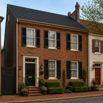Roof replacement in Alexandria VA: new shingle roof on a classic townhome
