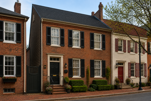Roof replacement in Alexandria VA: new shingle roof on a classic townhome