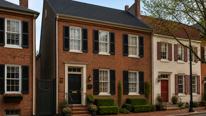 Roof replacement in Alexandria VA: new shingle roof on a classic townhome