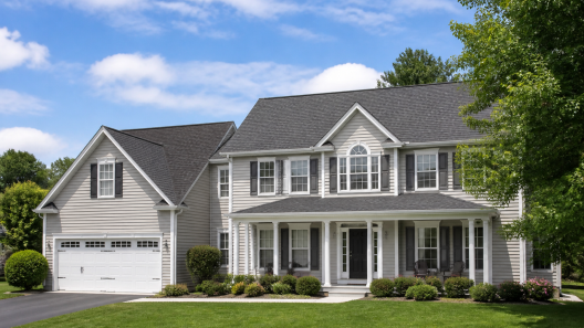 Roof replacement in Loudoun County VA: new architectural shingles on a suburban home