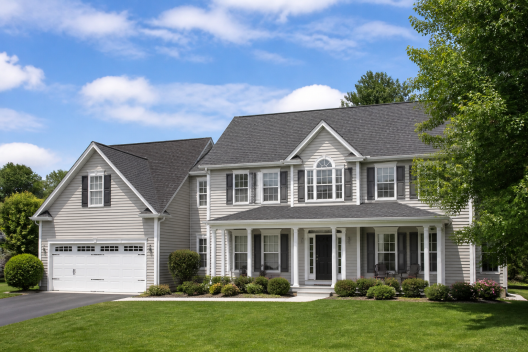 Roof replacement in Loudoun County VA: new architectural shingles on a suburban home