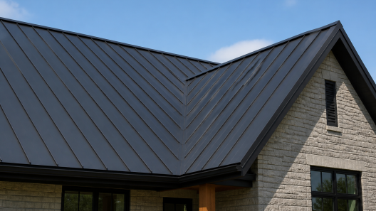 Standing seam metal roof cost: modern gray metal roof with concealed fasteners