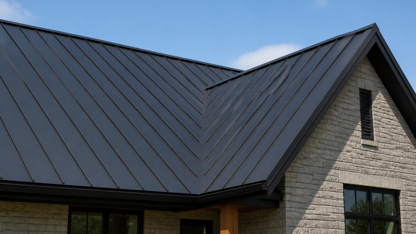 Standing seam metal roof cost: modern gray metal roof with concealed fasteners